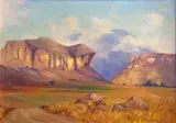 Golden Gate, Drakensberg by Willem Hermanus Coetzer, oil on board, sold Nov 2011