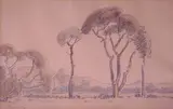 A Landscape with Trees by Jacobus Hendrik Pierneef, pencil and wash, sold Nov 2011