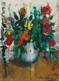 Roses Against White by Johannes Meintjes, oil on board, sold Nov 2011