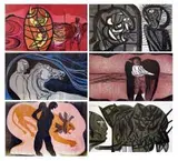 Cecil Skotnes, The White Monday Distaster, woodcuts in colour
