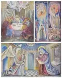 Armando Baldinelli, The Annunciation; The Last Supper; The Blessing of Mary and The Ascension of Christ, one acrylic on board; two gouache and pencil.