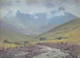 Willem Hermanus Coetzer, A Stream in a Mountainous Landscape