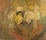 Frank Spears, A Still Life of Yellow Roses, oil on board