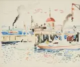 Istanbul Harbour, Turkey by Walter Battiss, watercolour, sold Nov 2011