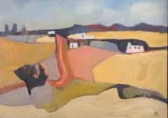Houses in the Overberg by Piet Kannemeyer, oil on board, sold Nov 2011