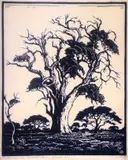 Hardekoolboom Bosveld, N. T. (Nilant 74) by Jacobus Hendrik Pierneef, linocut, sold Nov 2011