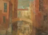 Frank Spears, Venetian Bridge, oil on canvas laid down on board
