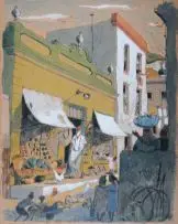 Leng Dixon, Shop Keeper, Malay Quarter, pen and ink and watercolour with heightening