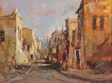 Christiaan Nice, A Street Scene with Figures and a Cart