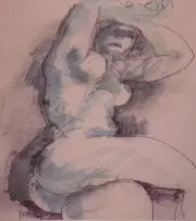 Douglas Portway, A Reclining Nude, pen and ink and wash