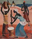 Maurice van Essche, An African Village Scene