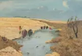 John Koenakeefe Mohl, The River Scene Half Way Pretoria (S.A.), oil on board