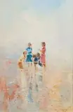 Errol Boyley, Children Looking for Shells, oil on canvasboard