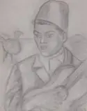 Maggie Laubser, A Malay Boy Playing a Guitar, with a Duck in the Background