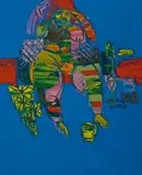 Walter Battiss, An Abstract Nude with Flowers and a Windmill