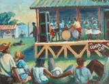 George Pemba, An Open Air Concert, oil on board