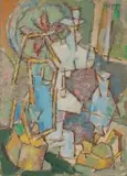 Composition with Lamps by Gregoire Boonzaier, oil on board, offered Nov 2011
