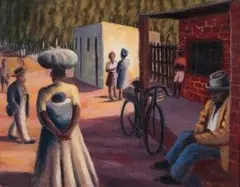 Gerard Sekoto, Outside the Shop, oil on canvasboard