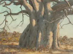 Baobab by Erich Mayer, oil on canvasboard, offered Sep 2011