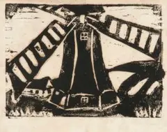Windmill by Maggie Laubser, woodcut, sold Sep 2011