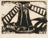 Maggie Laubser, Windmill, woodcut