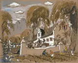 Leng Dixon, Cape Homestead, pen, watercolour and heightening