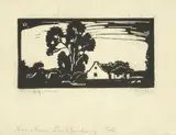 Plaasgeboue (Nilant 52) by Jacobus Hendrik Pierneef, linocut, sold Sep 2011