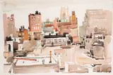 Downtown, New York by Walter Battiss, watercolour, sold Sep 2011