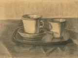 Coffee Break by Maggie Laubser, charcoal, sold Sep 2011