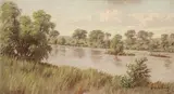 The Vaal River near Klerksdorp (in flood) by Jan Ernst Abraham Volschenk, oil on canvas, sold Sep 2011