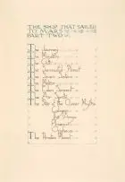 William Timlin, The Ship That Sailed to Mars: nine original calligraphic text leaves with decorations, pen and ink, the leaves are The Departure of the Ship, The Monsters, Part Two, list of plates, The Eden Serpent, The Air Sprite, The Pirates' Planet, The Zoo, The Princess' Chamber and The Raising of the Tower
