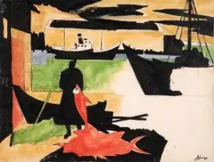 Eugene Labuschagne, Il Pescatore, pencil, watercolour and gouache