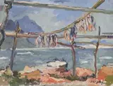 François Krige, Drying Fish, Old Harbour, Hermanus, oil on canvas