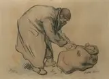 François Krige, Krisjan with a Sack, charcoal and watercolour