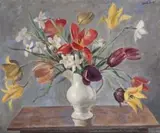 Neville Lewis, Still Life with Flowers in a White Jug