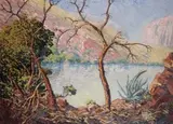 Trees by a Dam by Jacobus Hendrik Pierneef, oil on board, offered Sep 2011