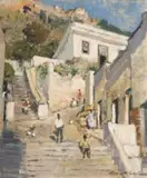 Terence McCaw, Flight of Steps, Rectory Lane, Simon's Town, oil on canvasboard