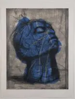 William Kentridge, Blue Head, drypoint, from 1 copper plate and 2 hand-painted templates, on Arches paper