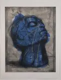 William Kentridge, Blue Head, drypoint, from 1 copper plate and 2 hand-painted templates, on Arches paper