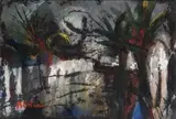 Carl Büchner, Abstract Landscape with Palm Trees