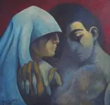 Lamentation (JM 614) by Johannes Meintjes, oil on board, sold Sep 2011