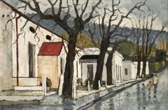 Houtstraat, Paarl by David Botha, oil on canvasboard, sold Sep 2011