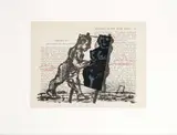 Two Figures by William Kentridge, lithograph in black, sold Sep 2011