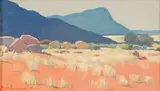 An Extensive Mountainous Landscape by Piet van Heerden, oil on board, sold May 2011