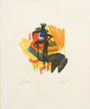 Henry Moore, Black Seated Figure on Orange Ground (Cramer 80), 1966, lithograph in colour