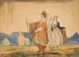 William Timlin, The Landing of Van Riebeeck, pen and ink and watercolour over pencil