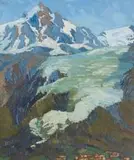 Clément Sénèque, Mont Blanc, oil on board