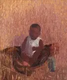 Bertha Everard, A Swazi Child in Tamboeki Grass (Lekkerdraai), oil on canvas