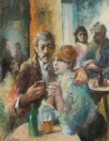 Alexander Rose-Innes, Lovers in the Pub, pastel