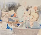 School Boys by Walter Battiss, pen and ink and watercolour with heightening, offered May 2011
